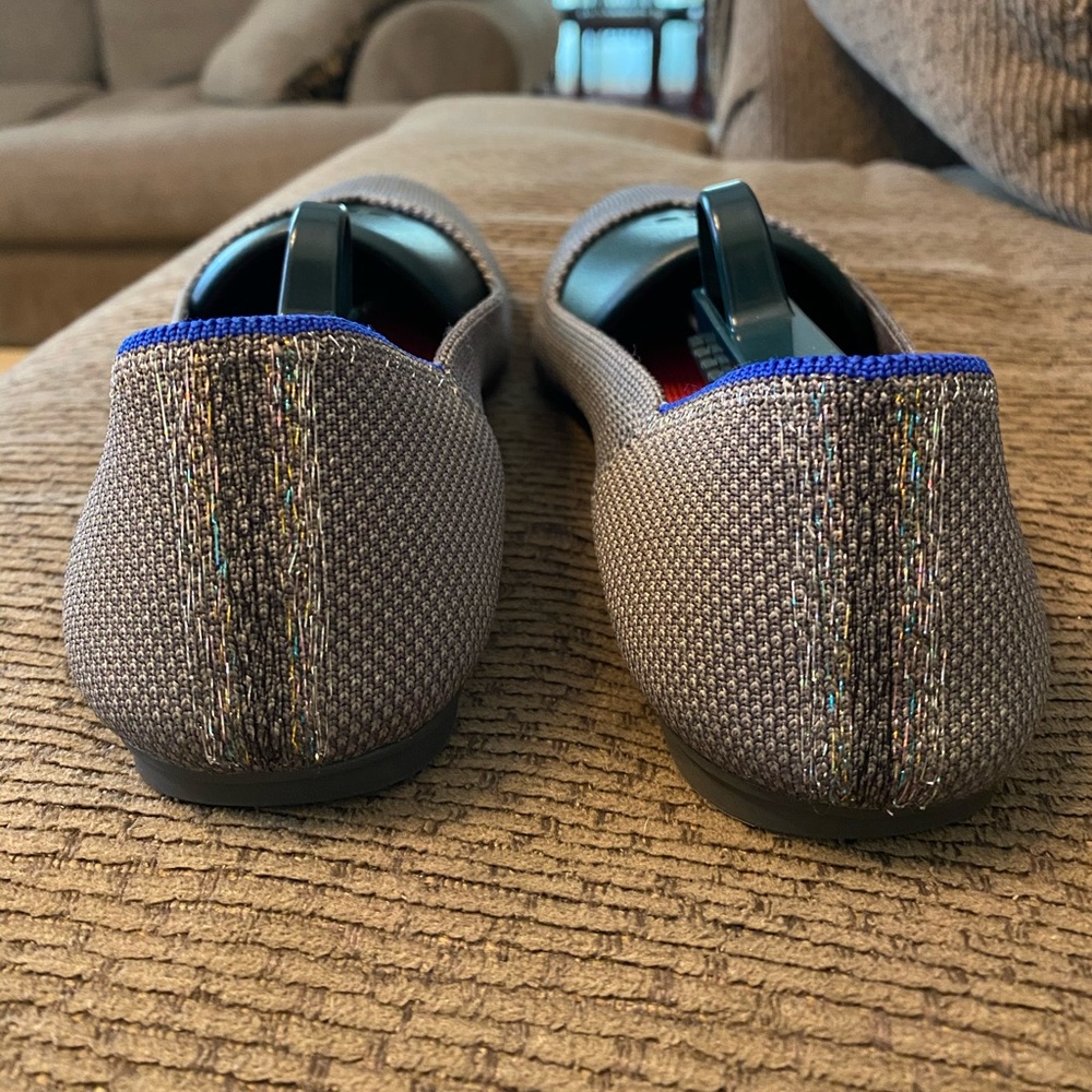 Custom Embroidered Rothy’s 7.5 Charcoal flats